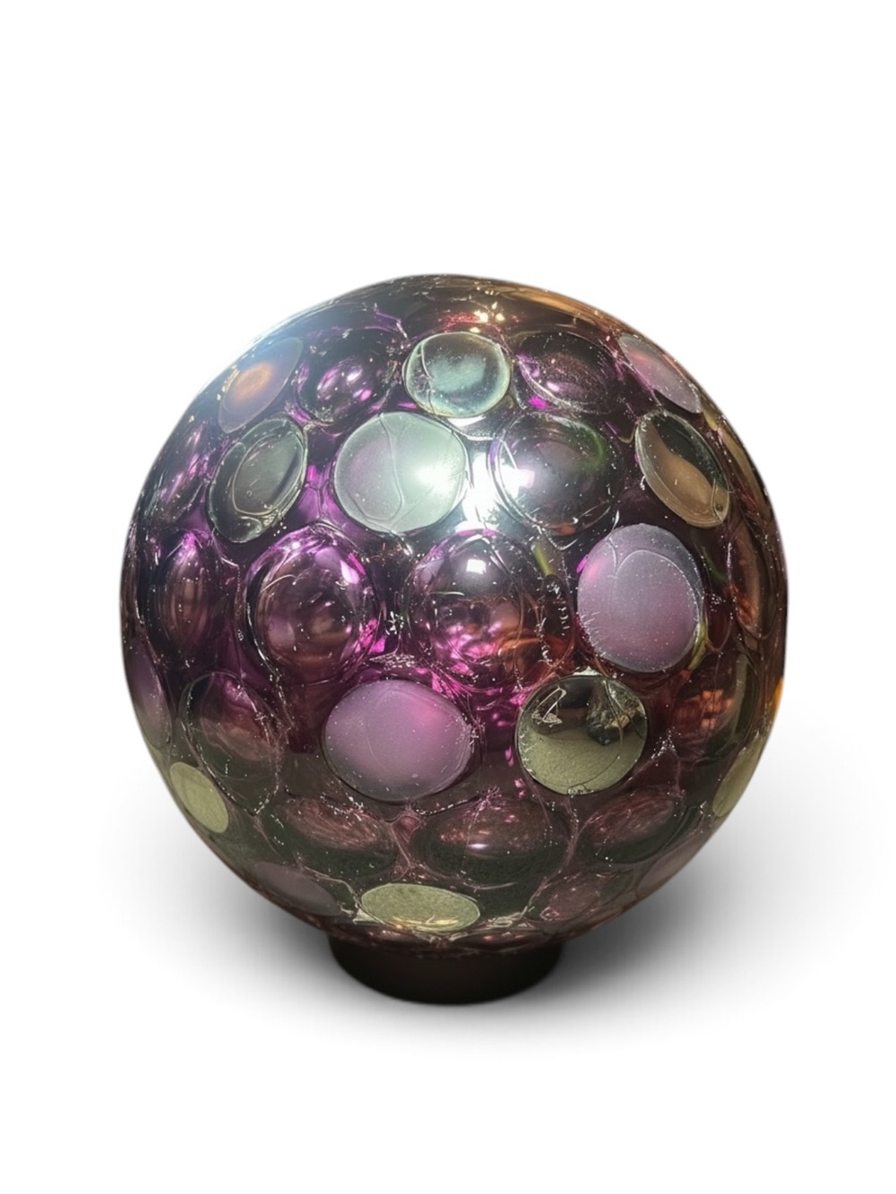 10”  Purple Blown Glass Gazing Ball Glass Bubble Sphere Decorative Art